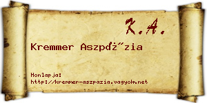 Kremmer Aszpázia névjegykártya